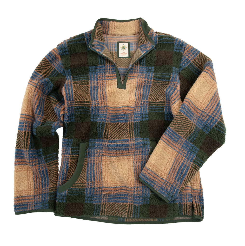 Ombre Plaid Zip Mock Sherpa Fleece – The Territory Ahead