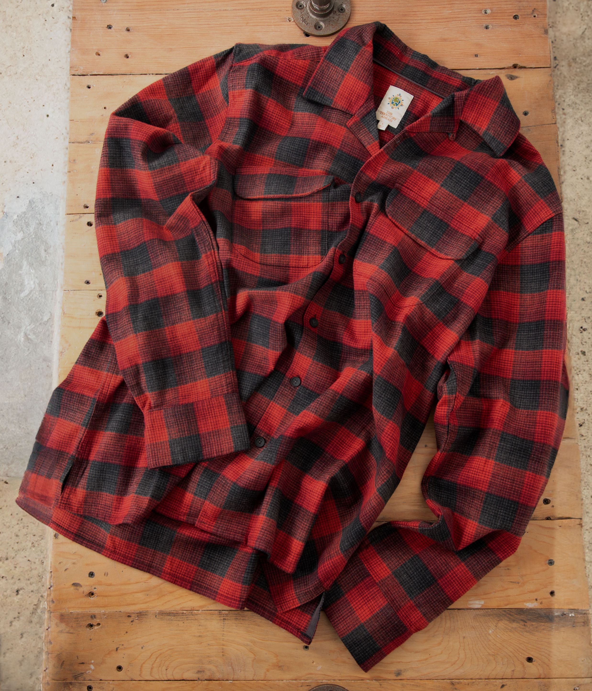 Chemise à Carreaux Burnside Buffalo - Rouge/noir, Taille L, 55% Coton 45% Polyester