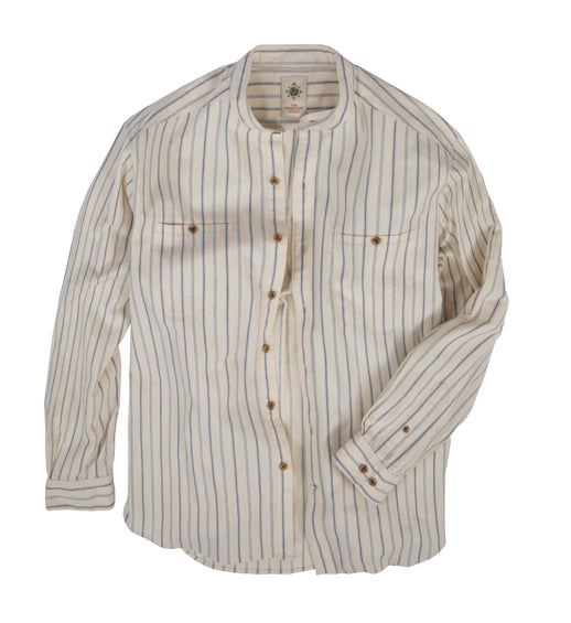 【定価38500円】Band Collar Dobby Stripe Shirt SHIRT013. Band Collar Shirt Dobby Stripe Typewriter. Beige