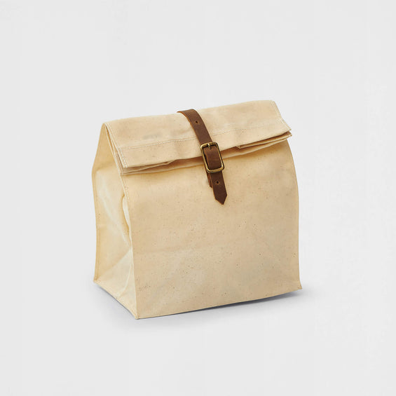 Waxed canvas lunch bag with strap sale